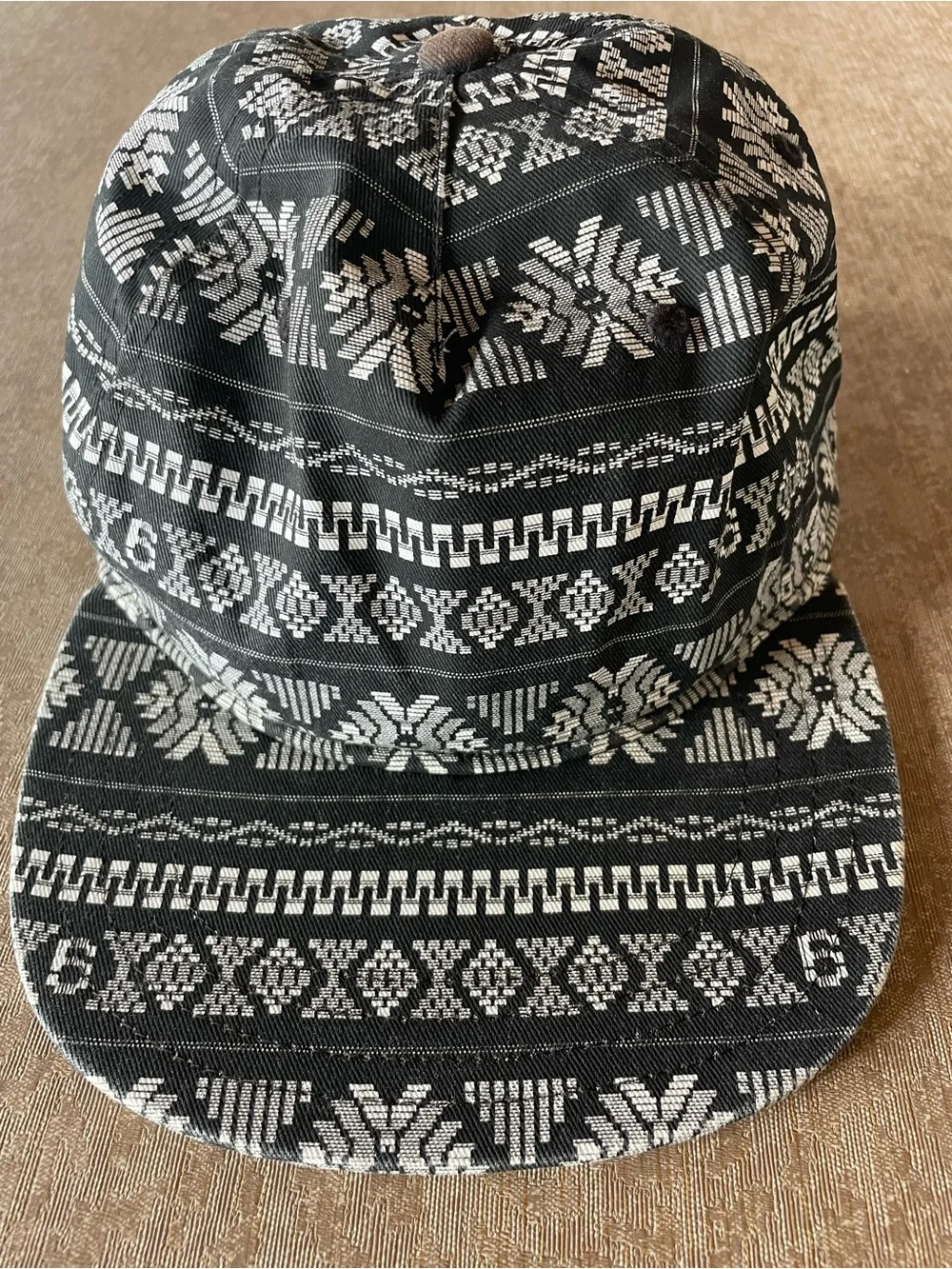 Vans Black and White Aztec Patterned Five-Panel Hat Adjustable Snap Back